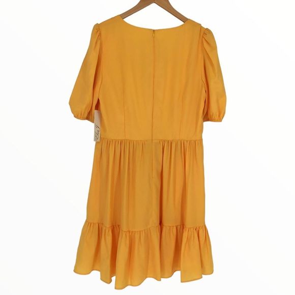 Eliza J Surplice Neck Puff Sleeve Fit & Flare Dress Yellow size 12 NWT - Picture 8 of 13